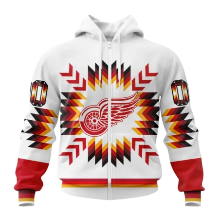 NHL Personalized Name And Number, Detroit Red Wings Special Design With Native Pattern,QTNHL Personalized Name And Number,080524B1586