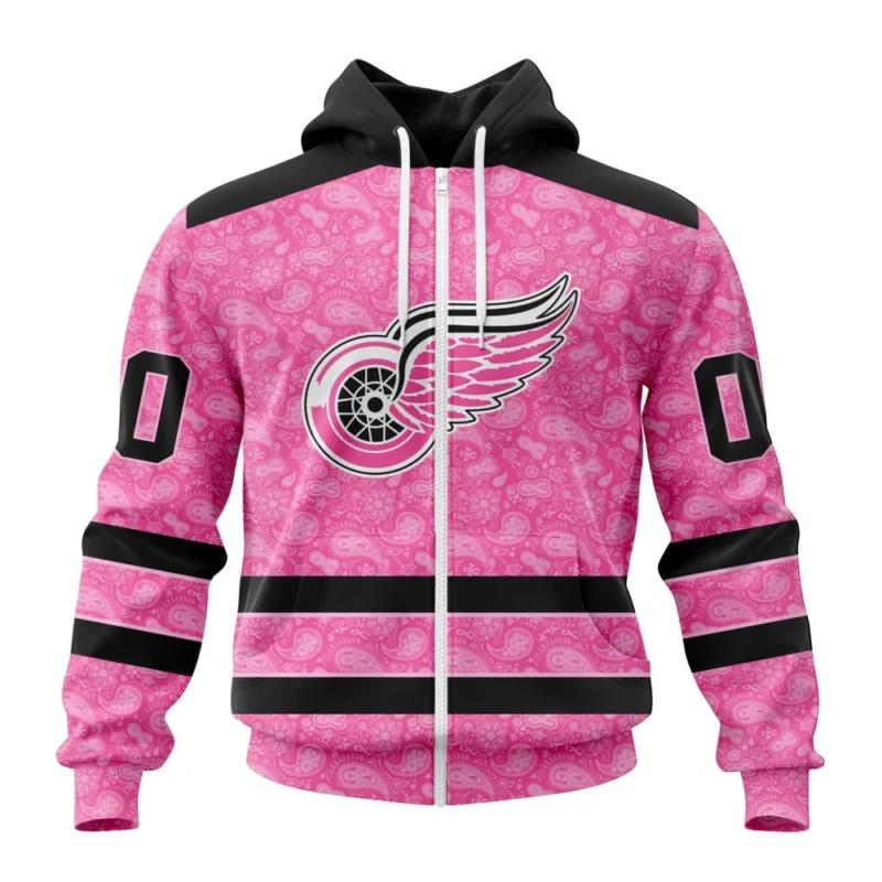 NHL Personalized Name And Number, Detroit Red Wings Special Pink Fight Breast Cancer,QTNHL Personalized Name And Number,080524B1647