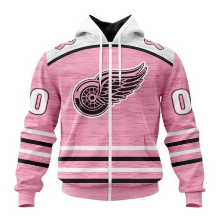 NHL Personalized Name And Number, Detroit Red Wings Special Pink Fight Breast Cancer Design,QTNHL Personalized Name And Number,080524B1751