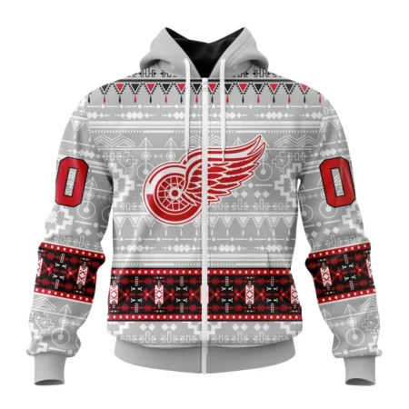 NHL Personalized Name And Number, Detroit Red Wings Special Native Design,QTNHL Personalized Name And Number,080524B2063