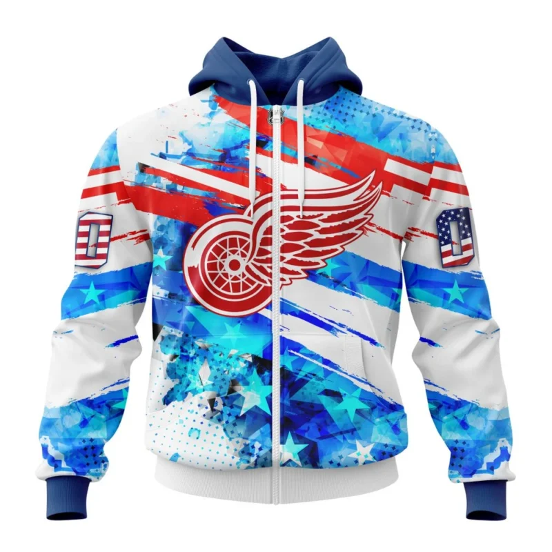 Detroit Red Wings, Special Concept For Independence Day,QTNHL Personalized Name And Number,080524B2129