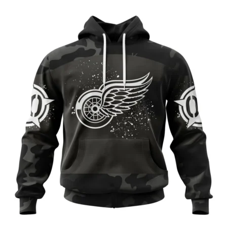 NHL Detroit Red Wings Special Black Camo Design For Veterans Day,QTNHL080524A218