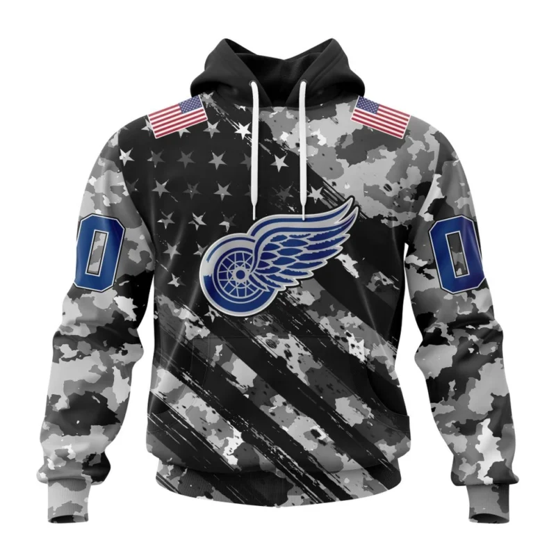 NHL Detroit Red Wings Special Camo Military Design,QTNHL080524A2181