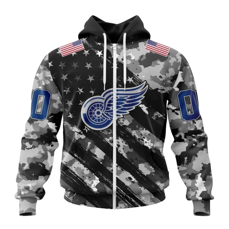 NHL Personalized Name And Number, Detroit Red Wings Special Camo Military Design,QTNHL Personalized Name And Number,080524B2181