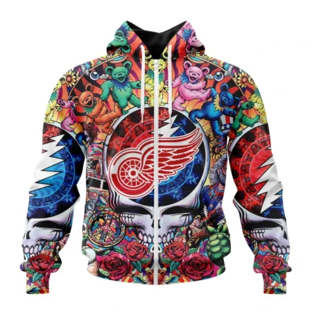 NHL Personalized Name And Number, Detroit Red Wings Special Grateful Dead Design,QTNHL Personalized Name And Number,080524B232