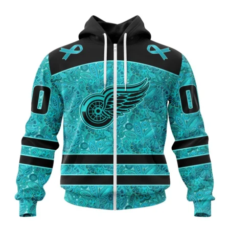 NHL Personalized Name And Number, Detroit Red Wings Special Design Fight Ovarian Cancer,QTNHL Personalized Name And Number,080524B2425