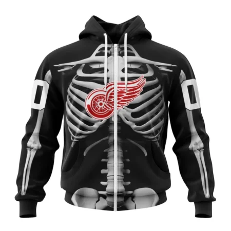 NHL Personalized Name And Number, Detroit Red Wings Special Skeleton Costume For Halloween,QTNHL Personalized Name And Number,080524B245