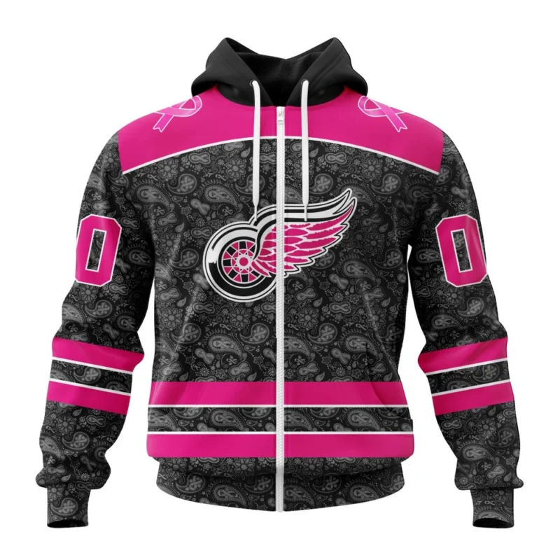 NHL Personalized Name And Number, Detroit Red Wings Special Pink In The Rink Fight Breast Cancer,QTNHL Personalized Name And Number,080524B251