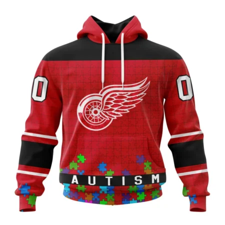 NHL Detroit Red Wings, Specialized Unisex Kits Hockey Fights Against Autism,QTNHL080524A2665