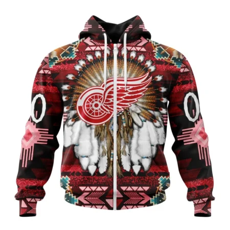 NHL Personalized Name And Number, Detroit Red Wings Special Native Costume Design,QTNHL Personalized Name And Number,080524B2688