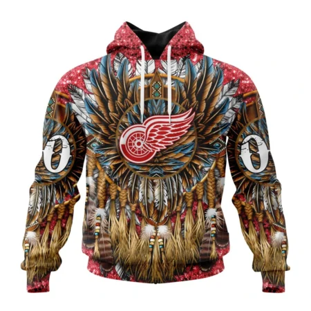 NHL Detroit Red Wings Special Native Costume Design,QTNHL080524A2744