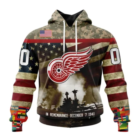 NHL Detroit Red Wings, Specialized Unisex Kits Remember Pearl Harbor,QTNHL080524A2988