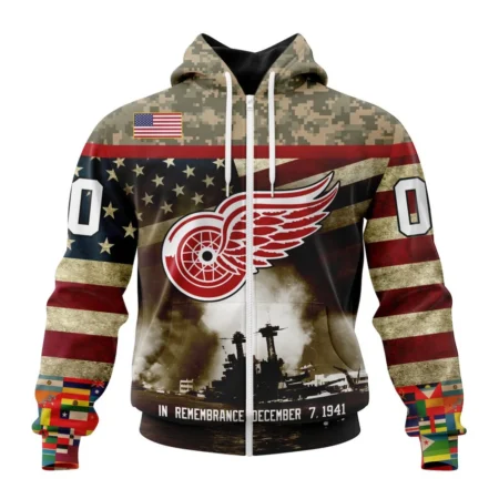 NHL Detroit Red Wings, Specialized Unisex Kits Remember Pearl Harbor,QTNHL 080524B2988