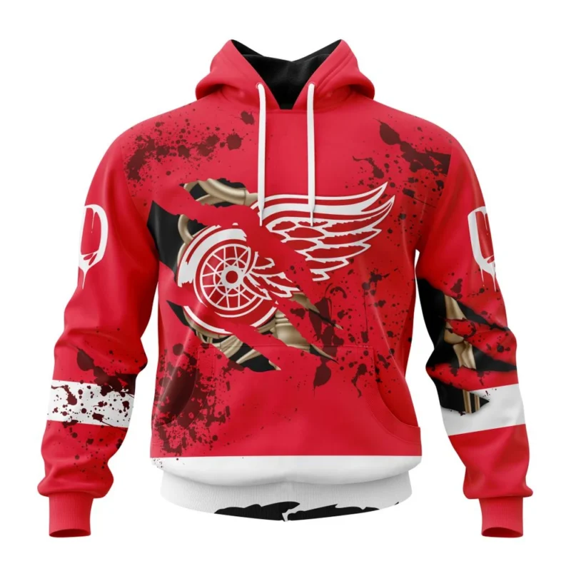 NHL Detroit Red Wings, Specialized Design Jersey With Your Ribs For Halloween,QTNHL080524A3511