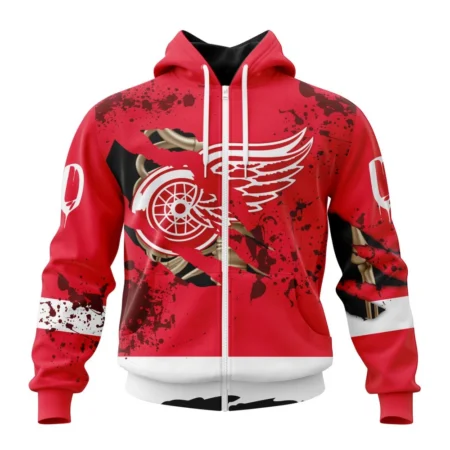 NHL Detroit Red Wings, Specialized Design Jersey With Your Ribs For Halloween,QTNHL 080524B3511