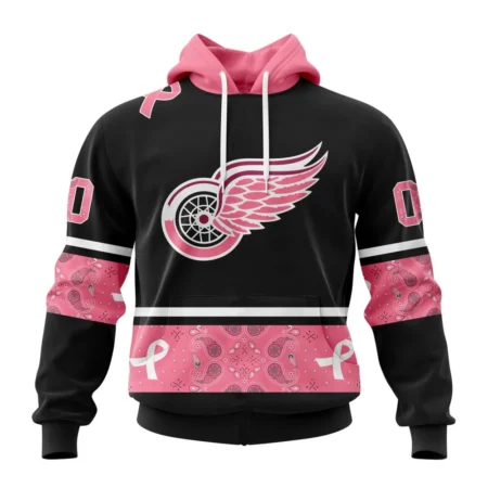 NHL Detroit Red Wings, Specialized Design In Classic Style With Paisley, In October We Wear Pink Breast Cancer,QTNHL080524A3597