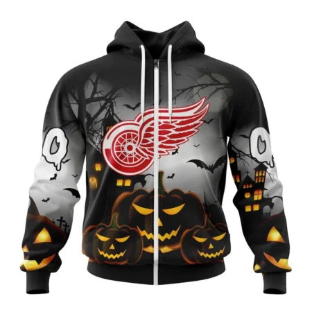 NHL Personalized Name And Number, Detroit Red Wings Special Design For Halloween,QTNHL Personalized Name And Number,080524B45