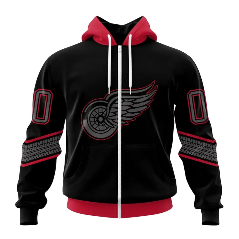 NHL Personalized Name And Number, Detroit Red Wings Special Blackout Design,QTNHL Personalized Name And Number,080524B605