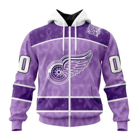 NHL Personalized Name And Number, Detroit Red Wings New Lavender Hockey Fight Cancer,QTNHL Personalized Name And Number,080524B90