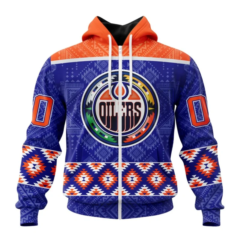 NHL Personalized Name And Number, Edmonton Oilers Special Design With Native Pattern,QTNHL Personalized Name And Number,080524B1392