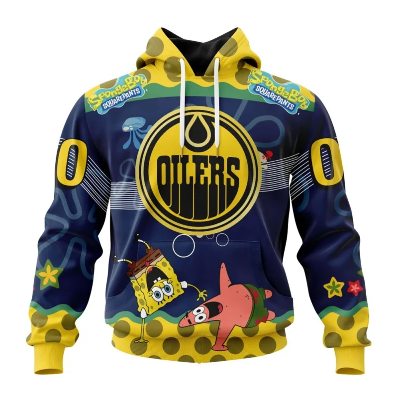 NHL Edmonton Oilers Specialized Jersey With Spongebob,QTNHL080524A152