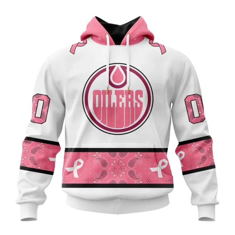 NHL Edmonton Oilers In Classic Style With Paisley, In October We Wear Pink Breast Cancer,QTNHL080524A1675