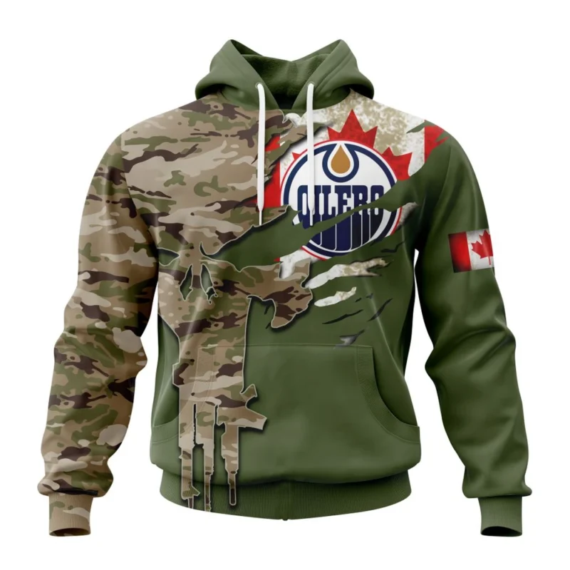 NHL Edmonton Oilers Special Camo Skull Design,QTNHL080524A1717