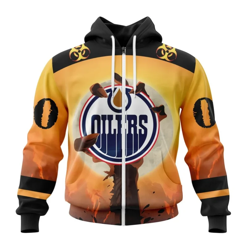 NHL Personalized Name And Number, Edmonton Oilers Special Zombie Design For Halloween,QTNHL Personalized Name And Number,080524B1942