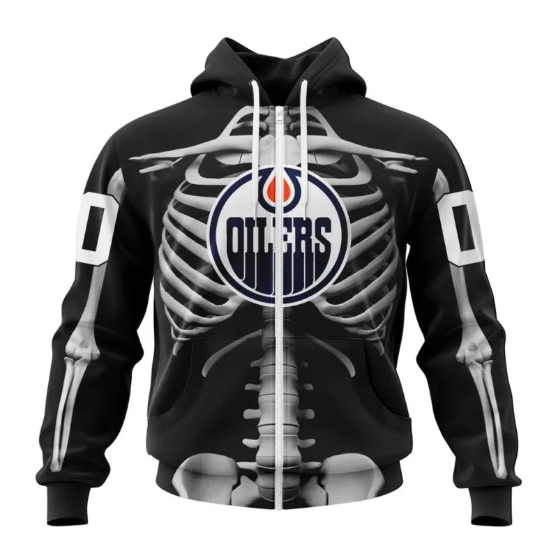 NHL Personalized Name And Number, Edmonton Oilers Special Skeleton Costume For Halloween,QTNHL Personalized Name And Number,080524B2032