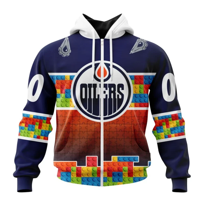 NHL Personalized Name And Number, Edmonton Oilers Special Autism Awareness Design ,QTNHL Personalized Name And Number,080524B2242