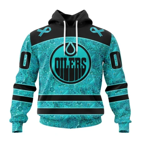 NHL Edmonton Oilers Special Design Fight Ovarian Cancer,QTNHL080524A2423