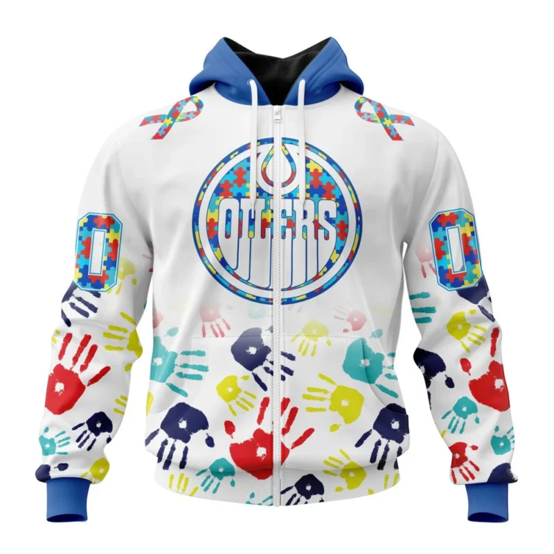 NHL Personalized Name And Number, Edmonton Oilers Special Autism Awareness Design,QTNHL Personalized Name And Number,080524B2539