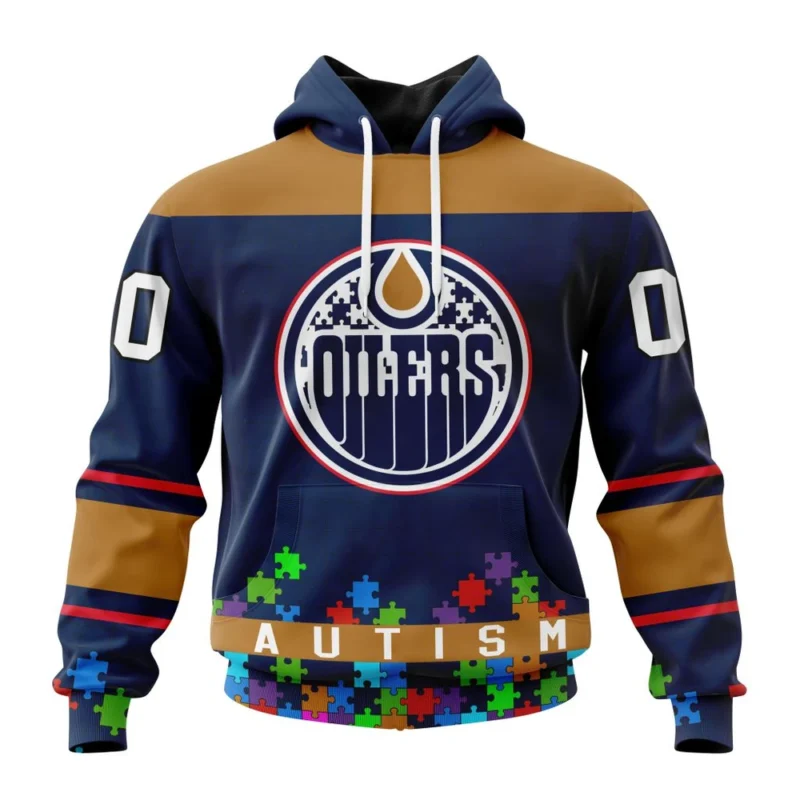 NHL Edmonton Oilers, Specialized Unisex Kits Hockey Fights Against Autism,QTNHL080524A2663