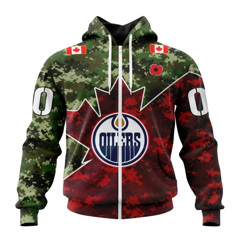 NHL Personalized Name And Number, Edmonton Oilers Special Design For Remembrance Day,QTNHL Personalized Name And Number,080524B306