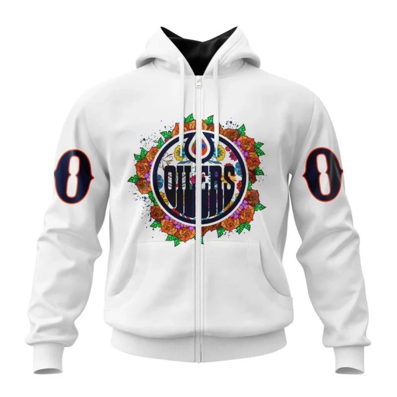 NHL Personalized Name And Number, Edmonton Oilers, Specialized Unisex Kits Dia De Muertos,QTNHL Personalized Name And Number,080524B314