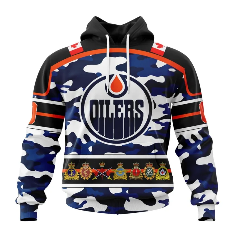 NHL Edmonton Oilers, Specialized Design Wih Camo Team Color And Military Force Logo,QTNHL080524A3539