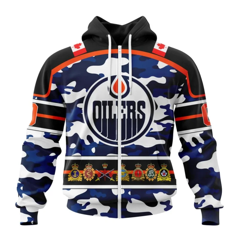 NHL Edmonton Oilers, Specialized Design Wih Camo Team Color And Military Force Logo,QTNHL 080524B3539