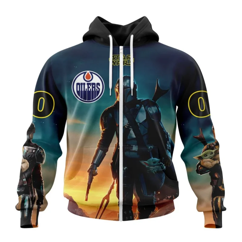 NHL Personalized Name And Number, Edmonton Oilers Special Star Wars The Mandalorian Design,QTNHL Personalized Name And Number,080524B708