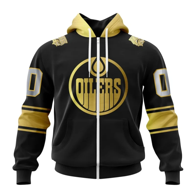 NHL Personalized Name And Number, Edmonton Oilers Special Black And Gold Design,QTNHL Personalized Name And Number,080524B775