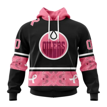 NHL Edmonton Oilers, Specialized Design In Classic Style With Paisley, In October We Wear Pink Breast Cancer,QTNHL080524A80