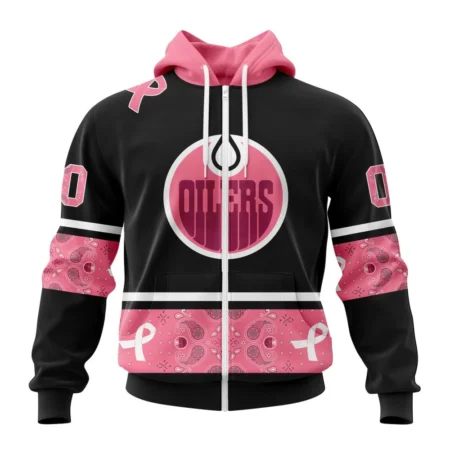 NHL Personalized Name And Number, Edmonton Oilers, Specialized Design In Classic Style With Paisley, In October We Wear Pink Breast Cancer,QTNHL Personalized Name And Number,080524B80