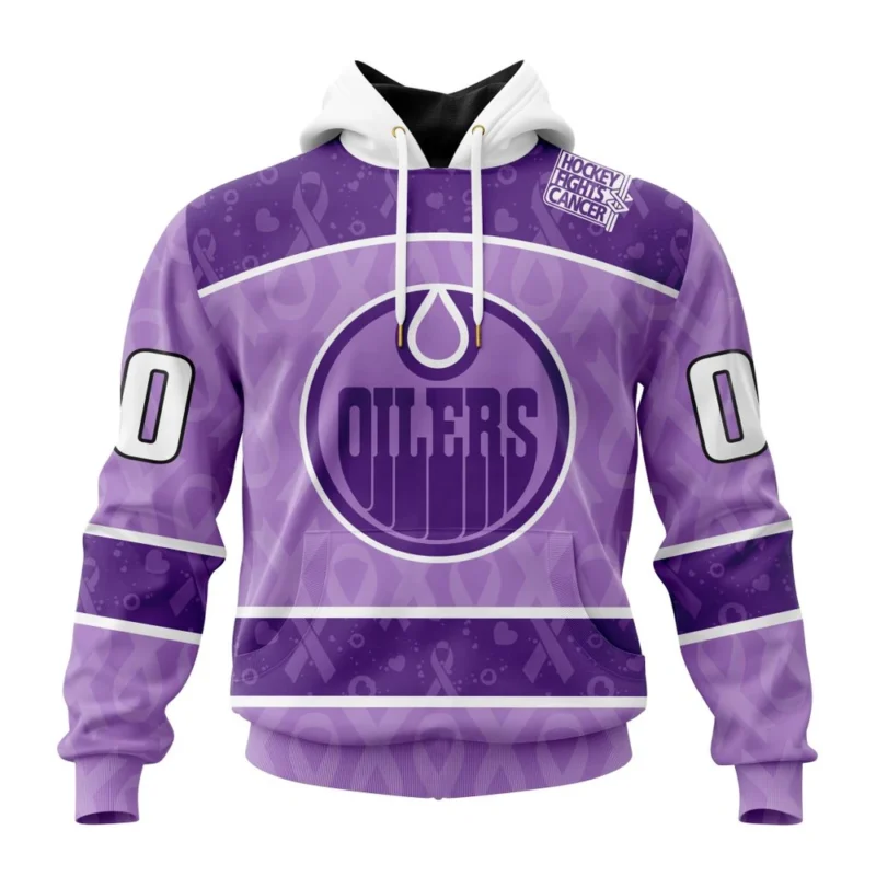 NHL Edmonton Oilers New Lavender Hockey Fight Cancer,QTNHL080524A89