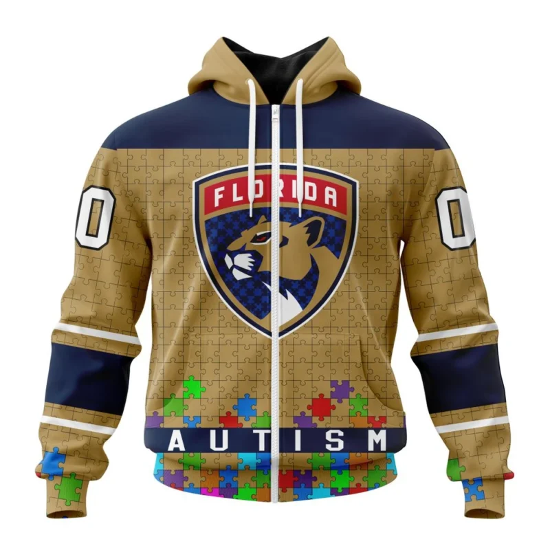 NHL Personalized Name And Number, Florida Panthers, Specialized Unisex Kits Hockey Fights Against Autism,QTNHL Personalized Name And Number,080524B2662