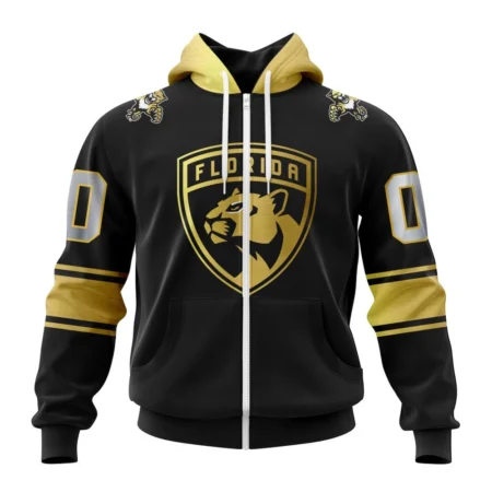 NHL Personalized Name And Number, Florida Panthers Special Black And Gold Design,QTNHL Personalized Name And Number,080524B774