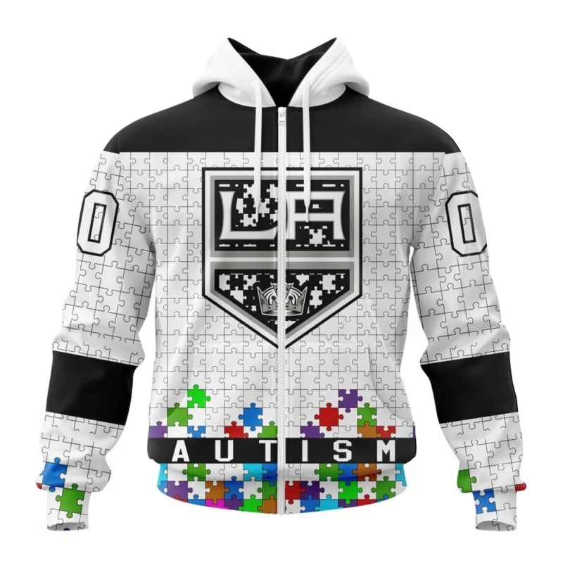 NHL Personalized Name And Number, Los Angeles Kings, Specialized Unisex Kits Hockey Fights Against Autism,QTNHL Personalized Name And Number,080524B2661