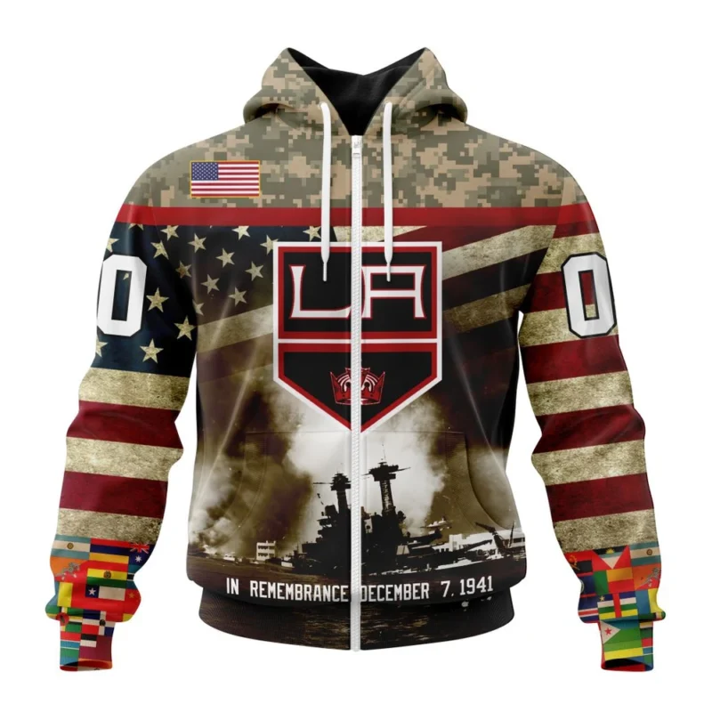 NHL Los Angeles Kings, Specialized Unisex Kits Remember Pearl Harbor,QTNHL 080524B2985