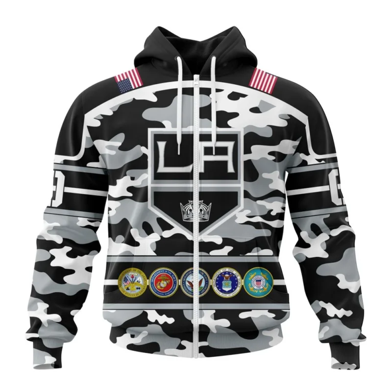 NHL Los Angeles Kings, Specialized Design Wih Camo Team Color And Military Force Logo,QTNHL 080524B3537