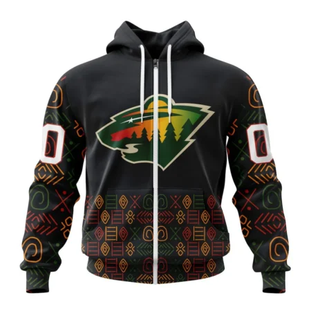 NHL Personalized Name And Number, Minnesota Wild Special Design For Black History Month,QTNHL Personalized Name And Number,080524B1059