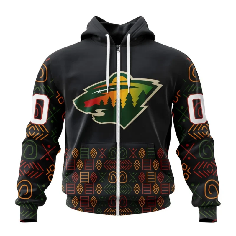 NHL Personalized Name And Number, Minnesota Wild Special Design For Black History Month,QTNHL Personalized Name And Number,080524B1059