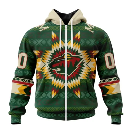 NHL Personalized Name And Number, Minnesota Wild Special Design With Native Pattern,QTNHL Personalized Name And Number,080524B1330